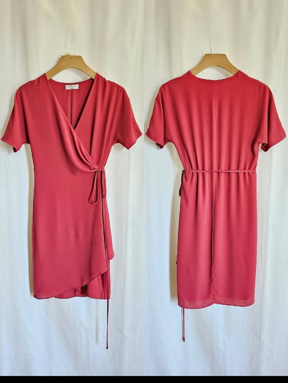 Aritzia Babaton Wallace Short Sleeve Chiffon Wrap Dress - Dusty Rose - Picture 8 of 16